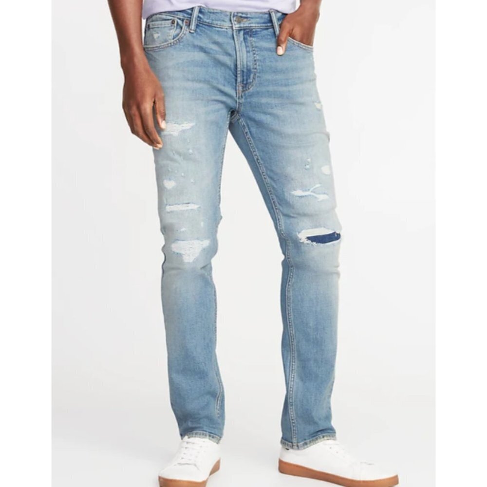 Old Navy Men's Skinny Built-In Flex Distress Jeans